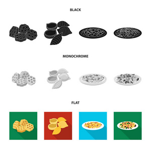 面食和碳水化合物标志的孤立对象。面食和通心粉股票矢量图集