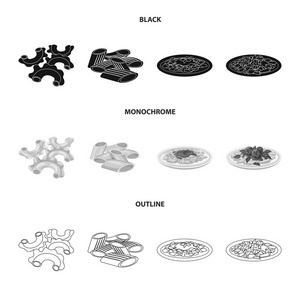 面食和碳水化合物图标的矢量插图。一套面食和通心粉股票符号的网站