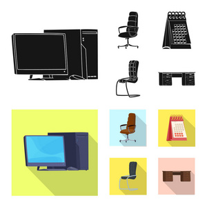 家具和工作符号的矢量设计。网站家具和家庭股票符号的收集
