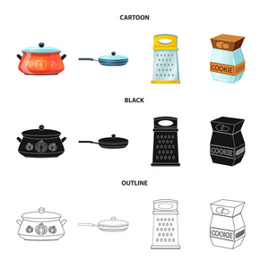 厨房和厨师标志的矢量插图。网络厨房和家电库存符号的收集