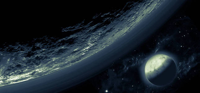 冥王星星球和月亮。Nasa 提供的这张图片的元素