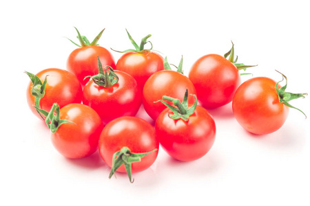 成熟鲜樱桃番茄分枝白背景分离