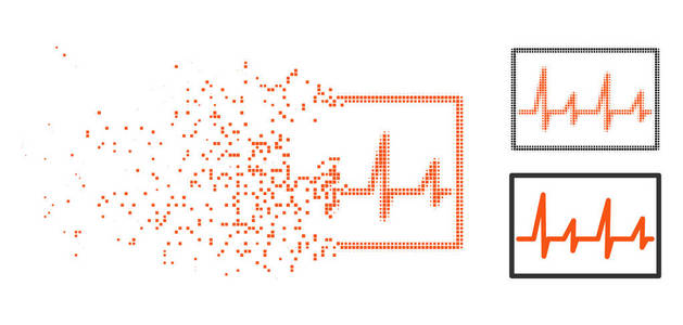 溶解点缀的半色调心电图图标
