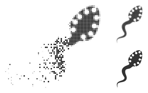 消失像素半色调传染性微生物图标