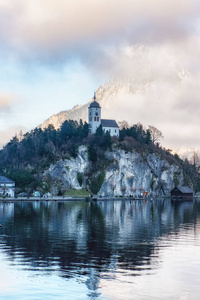 约翰尼斯堡礼拜堂和特雷恩西湖，萨尔茨卡默古特上奥地利，奥地利，欧洲