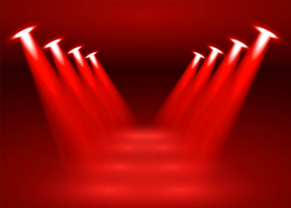 颁奖背景红色舞台讲台与灯光舞台讲台现场与颁奖仪式在红色背景.