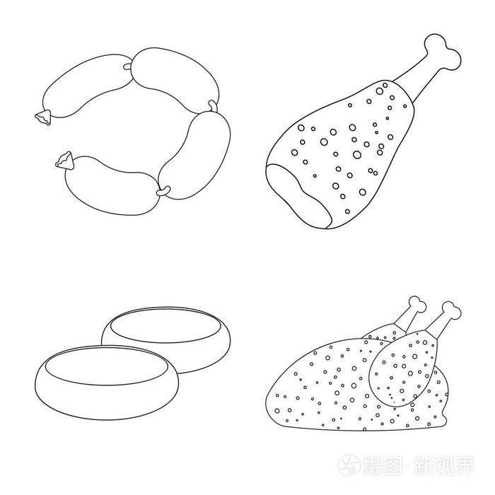 插画 肉类和火腿符号的矢量设计.肉和烹调股票向量例证的集合.eps
