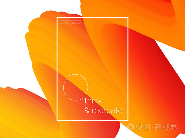 三维油漆刷与充满活力的纹理在白色背景. 矢量橙色线笔画.