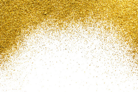 在白色背景的渐变形式的金色闪光照片