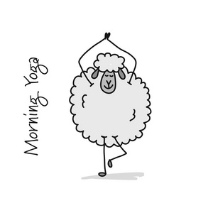 素描做您滑稽的绵羊做瑜伽, 素描为您的设计照片