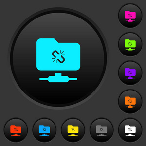 ftp连接失去暗按钮与生动的颜色图标深灰色背景
