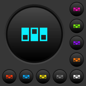 配电板暗按钮与生动的颜色图标深灰色背景