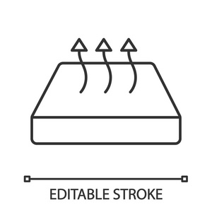 透气床垫线性图标。细线插图。带透气盖布的婴儿床床垫..轮廓符号。矢量隔离轮廓图。易生中风