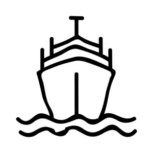 白色背景下的游船平面图标，矢量，插图
