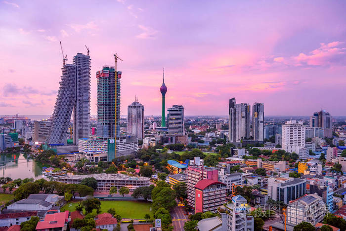 科伦坡斯里兰卡天际线城市景观照片.