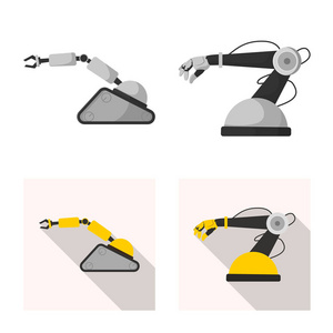 机器人和工厂图标的矢量设计。机器人与空间存量矢量图解的采集