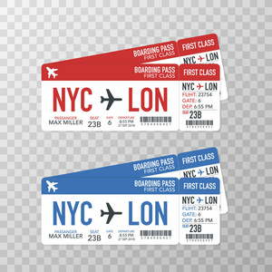 航空公司的登机牌票到飞机旅行途中.矢量插图照片