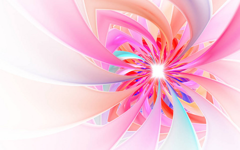 螺旋花瓣烟花计算机生成的图像. 美丽的丝带花的抽象分形.