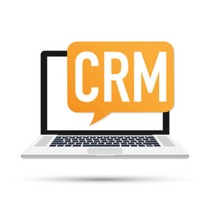 桌面 Crm 系统图标。商业和金融。向量例证