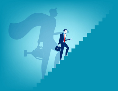 商人和通往成功的楼梯。 概念业务向量插图。