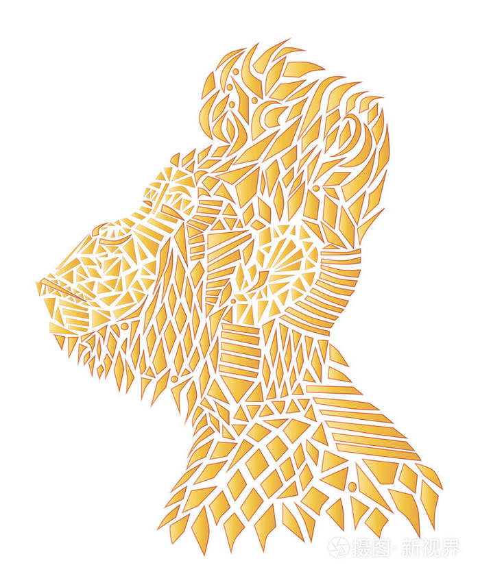 在难看的背景上的猴子的图案头.非洲印第安人图腾设计.