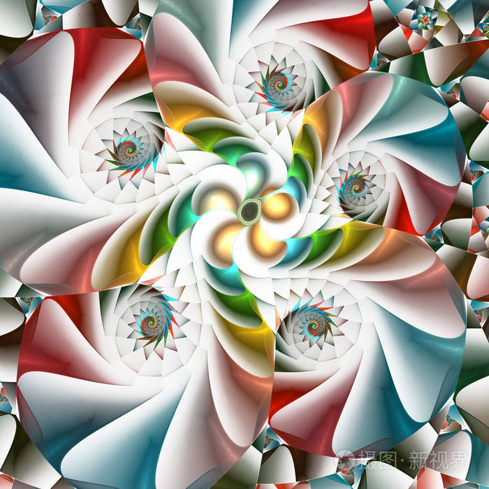 彩色花彩色玻璃印象万花筒设计艺术背景的美丽色调马赛克图案分形教堂