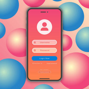 矢量智能手机模型与登录表单页图片