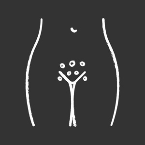 素描生殖系统生殖器皮疹粉笔图标.阴道瘙痒.性病.妇科感染性疾病.
