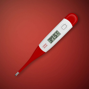 显示发热的数字温度计设计模板375顶部视图健康与疾病概念照片