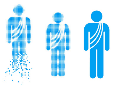 切碎的像素半色调佛教僧侣图标