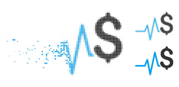 断点的半色调金融脉冲图标图片