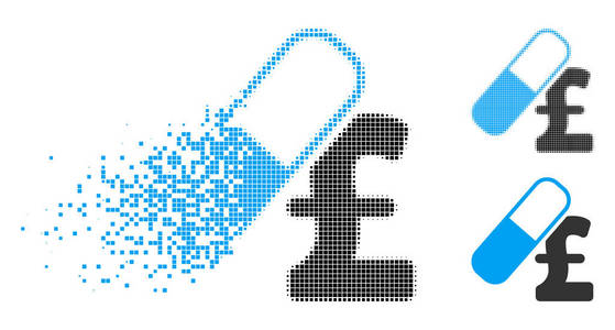 分裂像素化半色调药物英镑业务图标