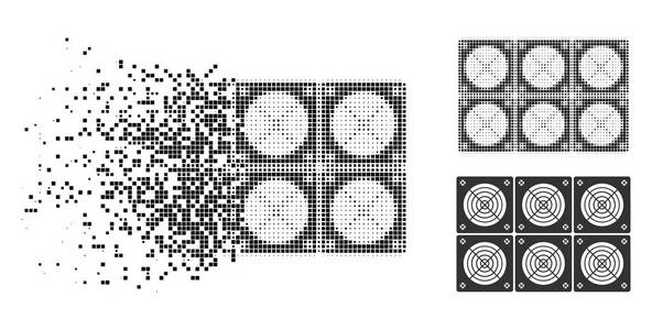 分解像素化半色调挖掘 Asic 服务器场图标