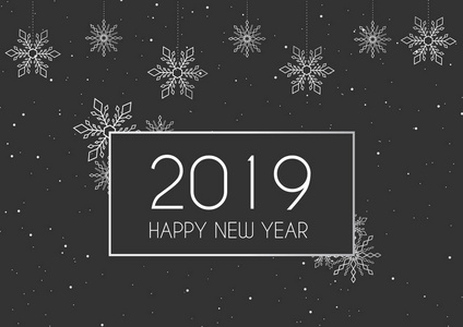 新年快乐，2019年文本，银冬装饰，抽象的背景