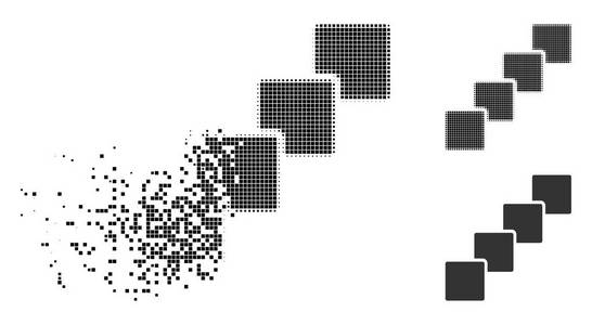 崩解像素化半色调区块链图标