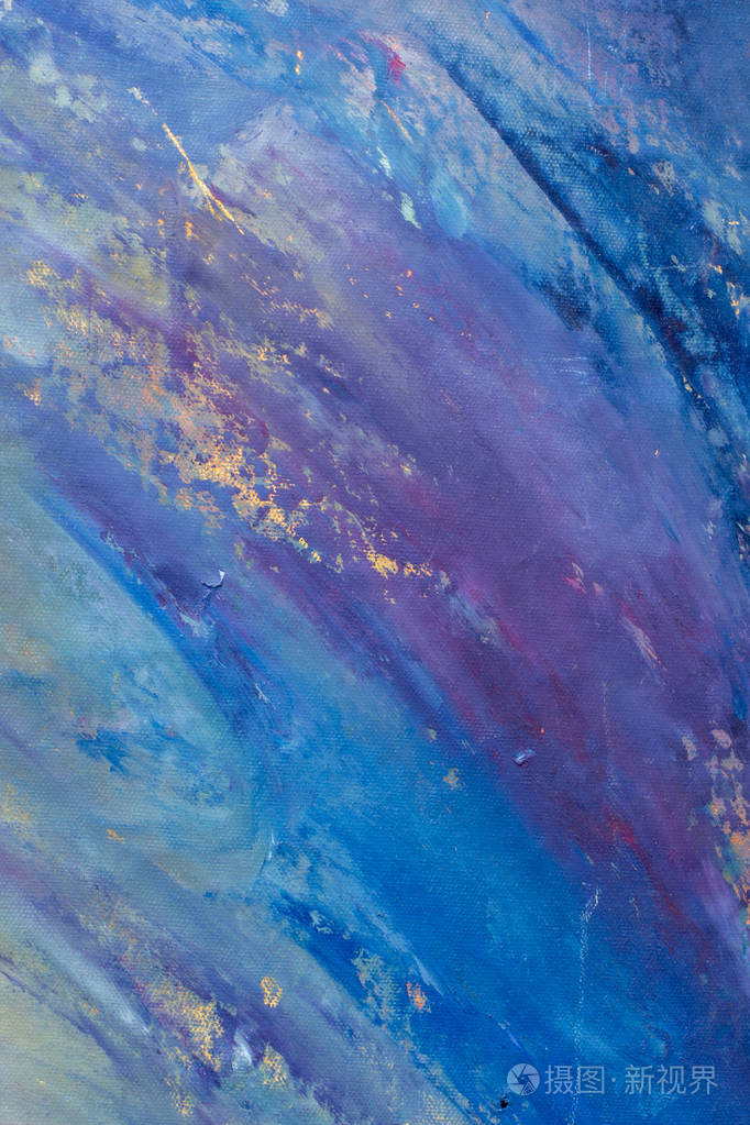 画布蓝色抽象主题现代印象主义impasto美术调色板刀油画片段特写