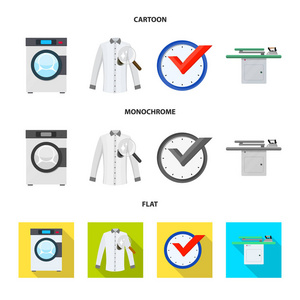 独立的洗衣和清洁标志对象。一套洗衣和服装股票矢量插图