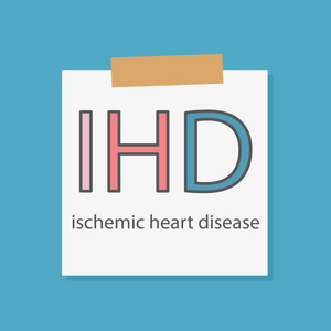 IHD缺血性心脏病率写在笔记本纸矢量插图