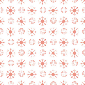 冬天有雪花和圆圈的无缝图案。 横幅海报或打印的设计。