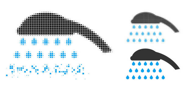 溶解像素化半色调淋浴图标