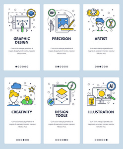 矢量线艺术 web 和移动应用程序模板集