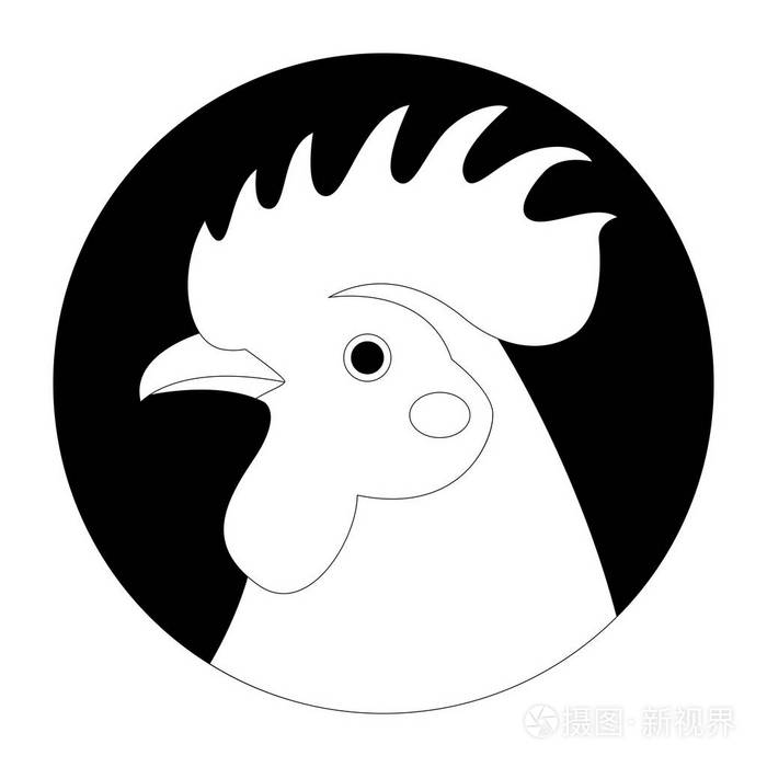 公鸡头向量例证衬画轮廓