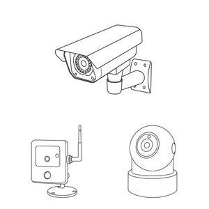 闭路电视和相机符号的矢量设计。中央电视台与系统股票符号的网络采集