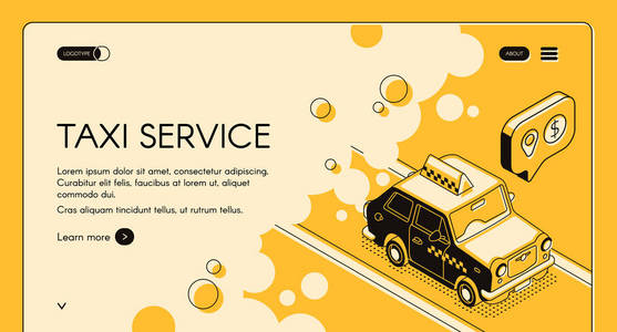 出租车服务订购网页矢量模板
