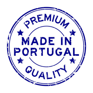 深蓝优质葡萄牙圆橡胶印在白底上的印章