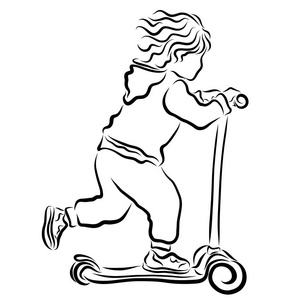 游戏骑活动,孩子骑滑板车,运动和游戏照片