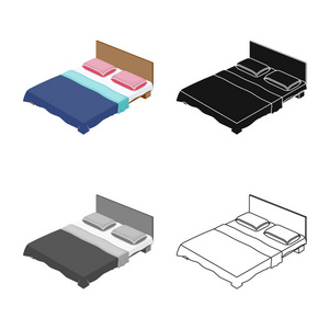 卧室和房间标识的孤立对象。卧室和家具库存的收集矢量插图