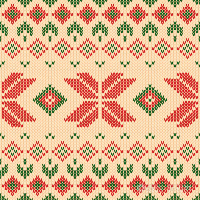 圣诞针织图案冬季几何无缝图案毛衣围巾被子或衣服质地的设计矢量图