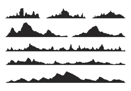 山脉剪影图片-山脉剪影素材-山脉剪影插画-摄图新视界