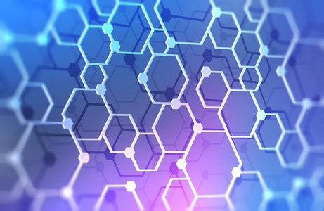 量子计算概念中的商人按下虚拟按钮原子的能量虚拟抽象背景虚拟抽象